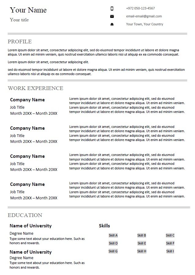 פורמט לעריכת קורות חיים עשיר במקום